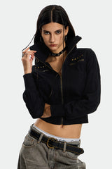 Rogue Camo Cropped Jacket - Black