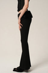 Velvet Edge Corset & Fur-Trim Flare Pants Set