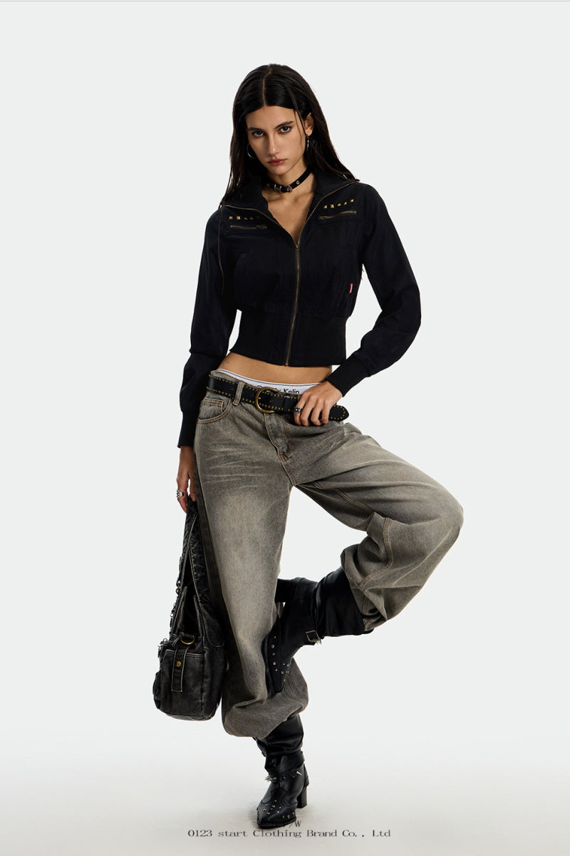Rogue Camo Cropped Jacket - Black