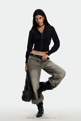 Rogue Camo Cropped Jacket - Black