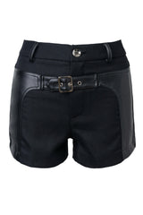 Avery Rebellion: High-Waist Leather Patchwork Shorts