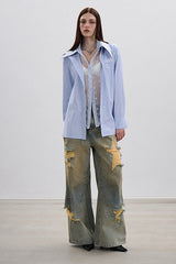 Distressed Vintage Straight Denim Pants