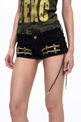 Military Strap Low-Rise Hot Pants