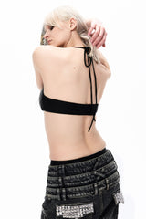 Rhinestone Halter Bra Top