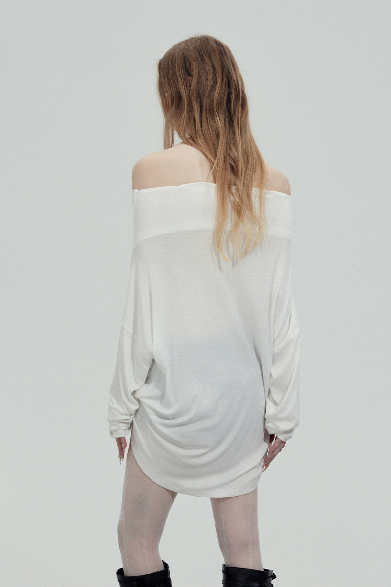 Graphic Off-Shoulder Loose Top