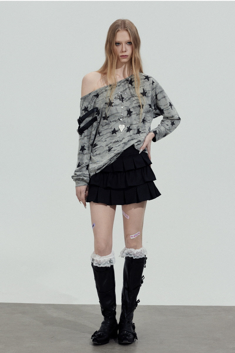 Star Graphic Off-Shoulder Top