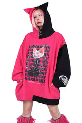 Cyber Sphynx Split-Tone Cat-Ear Hoodie