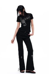 Rhinestone Note Slim T-Shirt