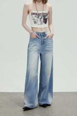 Vintage Wash Wide Leg Jeans