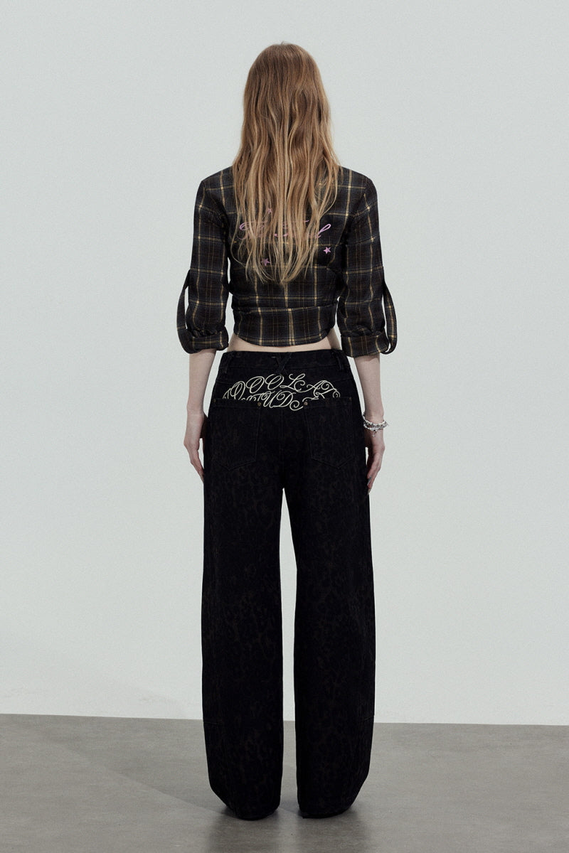 Dark Plaid Cropped Slim Shirt