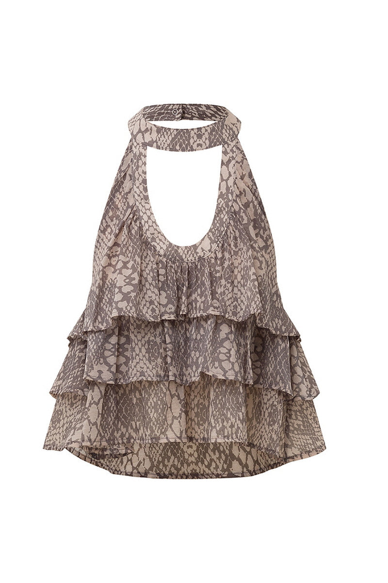 Serpent Veil Layered Halter Top