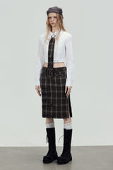 Plaid Tie Cropped Shirt