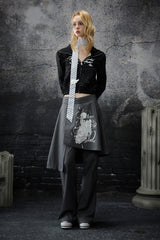 Playful Dual-Spirit Hoodie Jacket - Black
