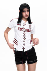 Lace-Up Jersey Slim T-Shirt