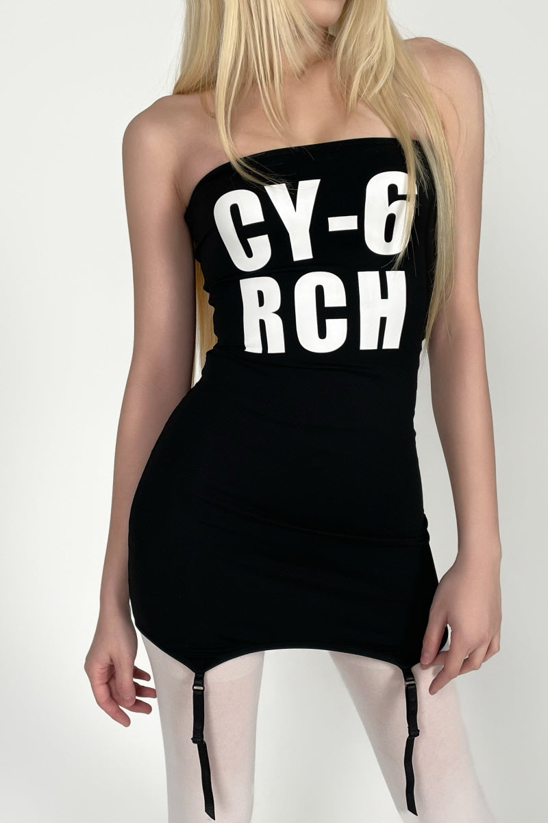 Bold Edge Bandeau Mini Dress - Black