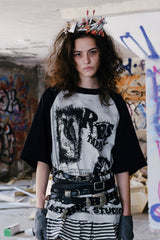 Ragged Noise Contrast Graffiti Tee