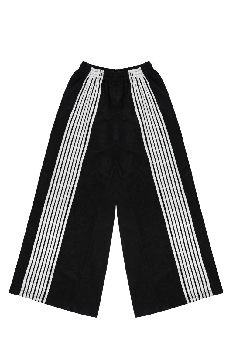 Wide-Leg Stripe Panel Pants