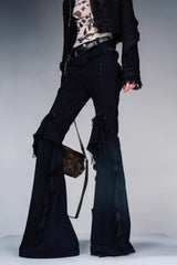 Fringe Rhythm Flared Pants-Black