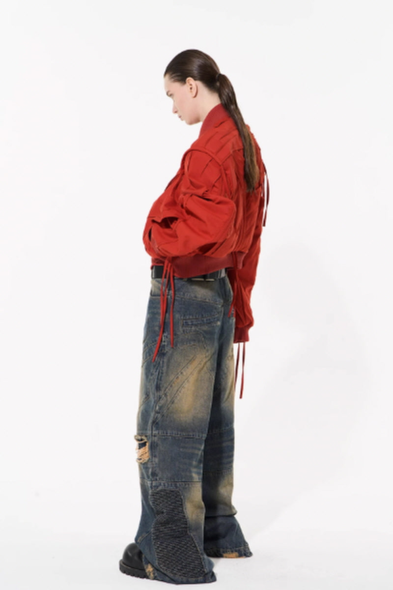 Vintage Rebel Distressed Wide-Leg Denim