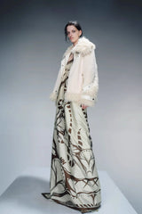 Velvet-Lined Luxe Fur Coat-Creamy-White