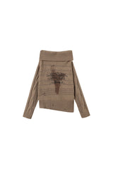 Khaki Rebel Off-Shoulder Knit Sweater