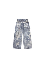 Graffiti Fade Wide-Leg Jeans