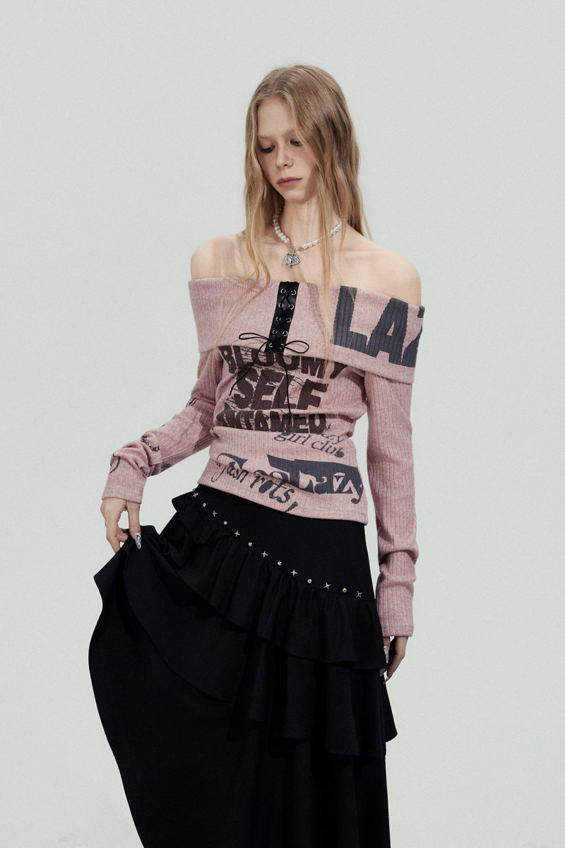 Lace-Up Off-Shoulder Top