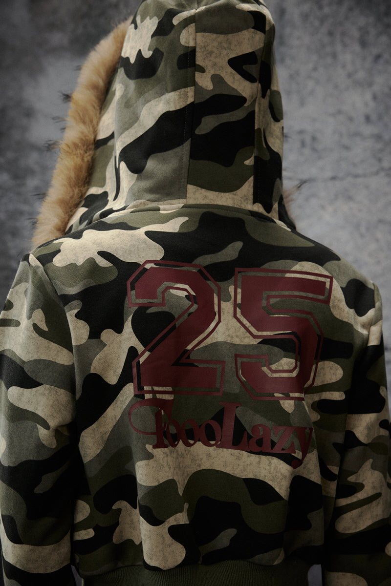 Camo Edge Faux Fur Hooded Jacket