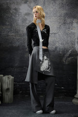 Playful Dual-Spirit Hoodie Jacket - Black