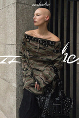 Urban Rebel Camo Off-Shoulder Top