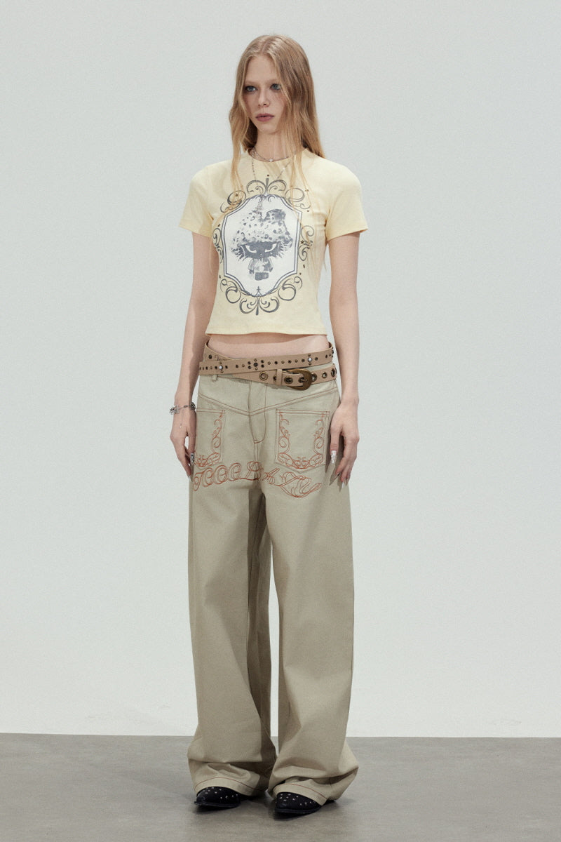 Vintage Frame Graphic Cropped T-Shirt
