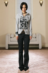 NANA Graphic Zip-Up Cardigan