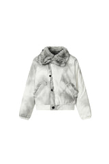 Frost Fade Fur-Collar Jacket - White