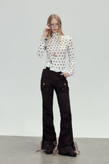 Polka Dot Mesh Slim Top
