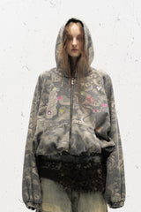 Graffiti Camo Hooded Zip Jacket