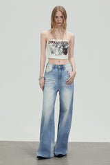 Vintage Wash Wide Leg Jeans