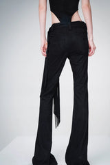 Lace-Up Fringe Flare Pants