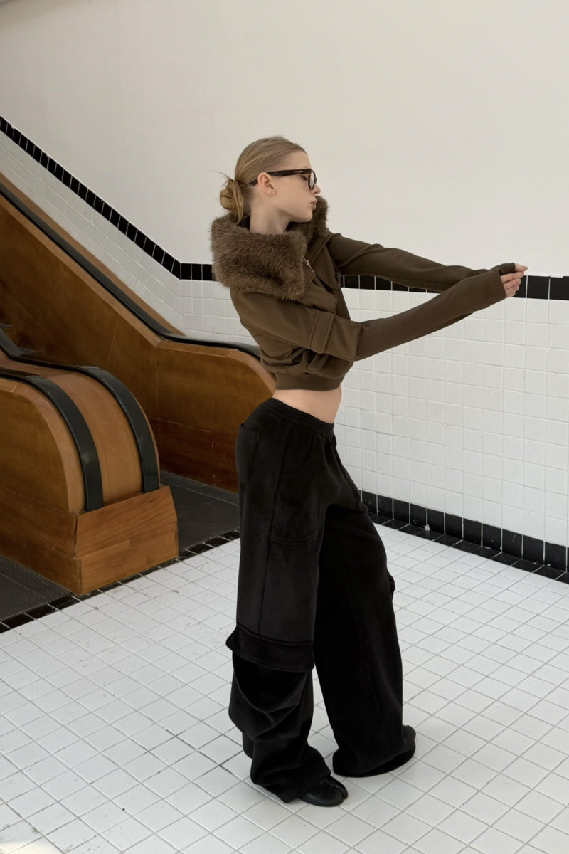 Shadow Fold Wide-Leg Cargo Pants