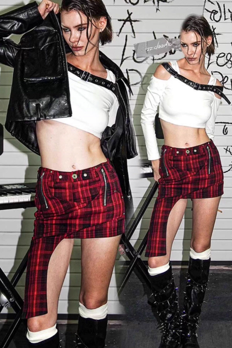 Anarchy Cut Plaid Mini Skirt