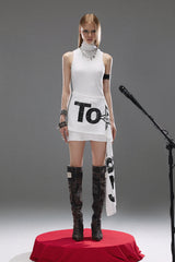 Bold Streamer Sleeveless Dress
