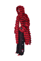 Scarlet Eclipse Striped Faux Fur Coat