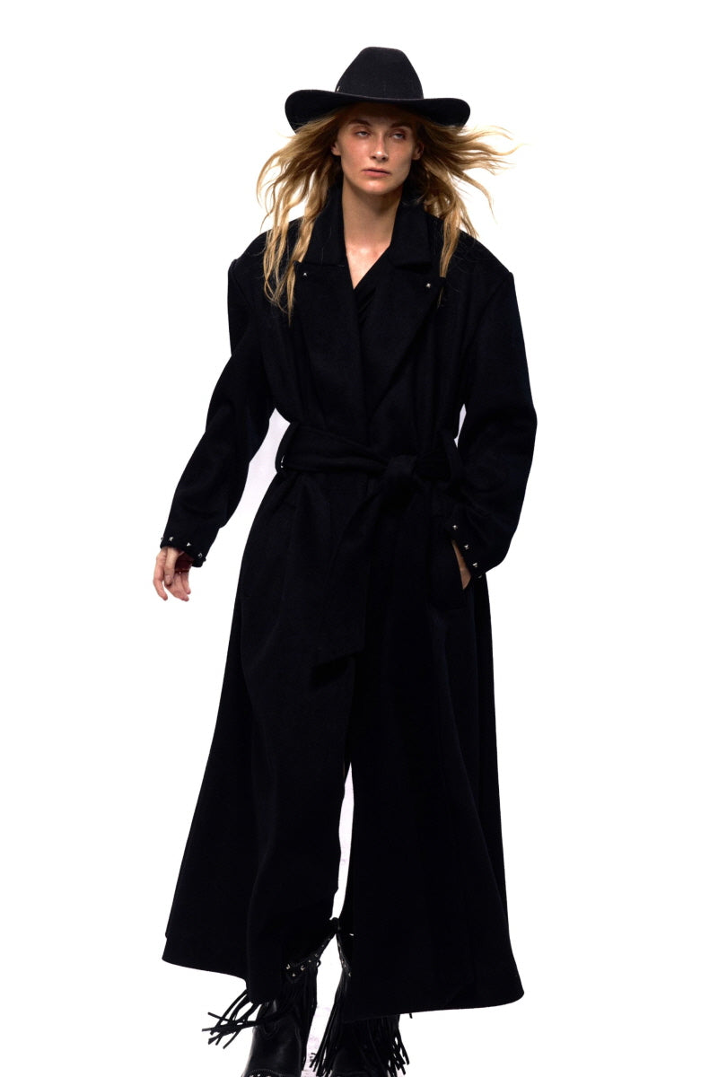 Western Midnight Long Wool Coat