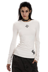Gothic Cross Slim Long Sleeve Top