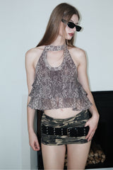 Serpent Veil Layered Halter Top