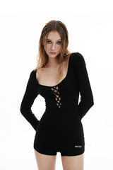 Crissline Deep V Long-Sleeve Bodysuit