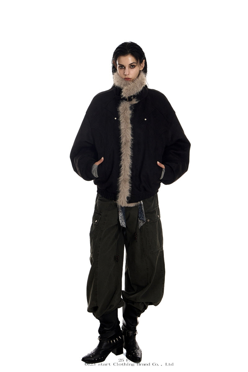 Feral Frost Suede Fur Jacket - Black