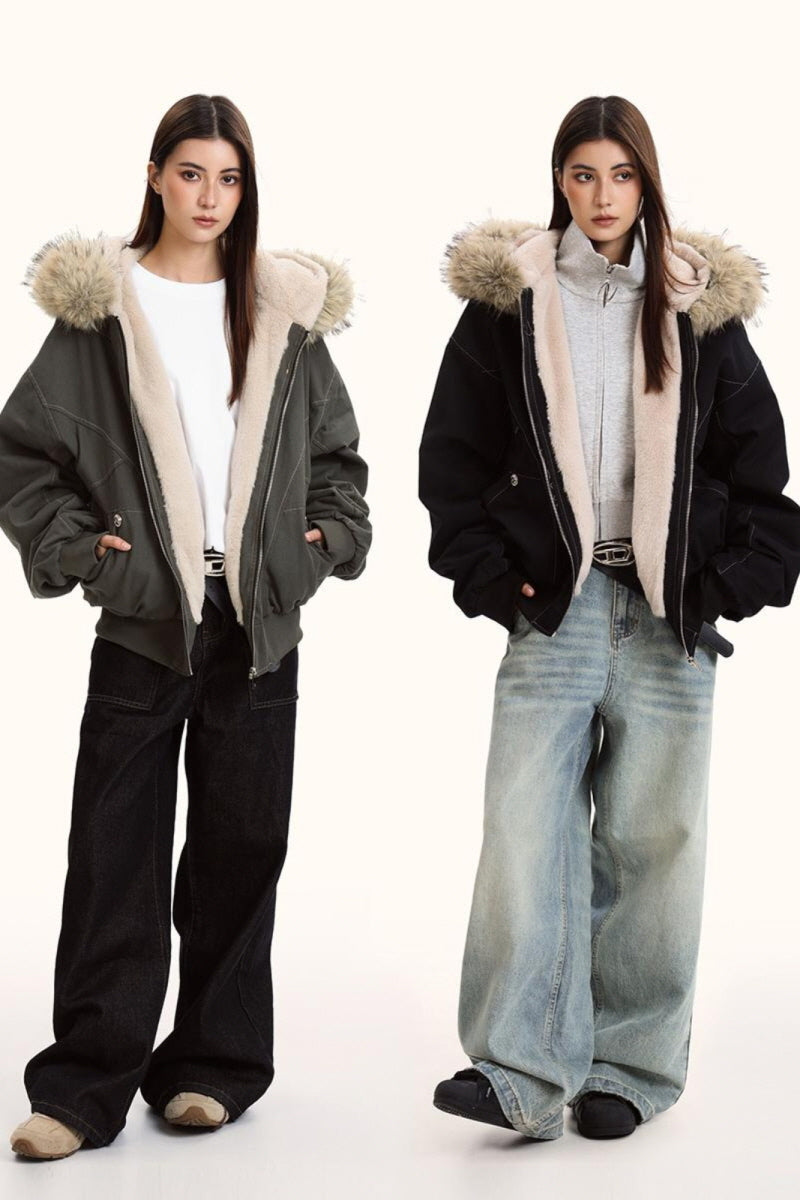 Frosted Haven Faux Fur Hood Jacket