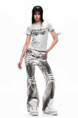 Leopard Double Waist Bootcut Jeans