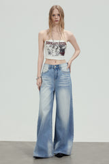 Vintage Wash Wide Leg Jeans