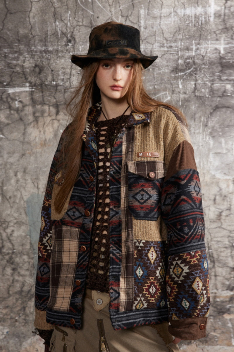 Patchwork Nomad Contrast Texture Jacket